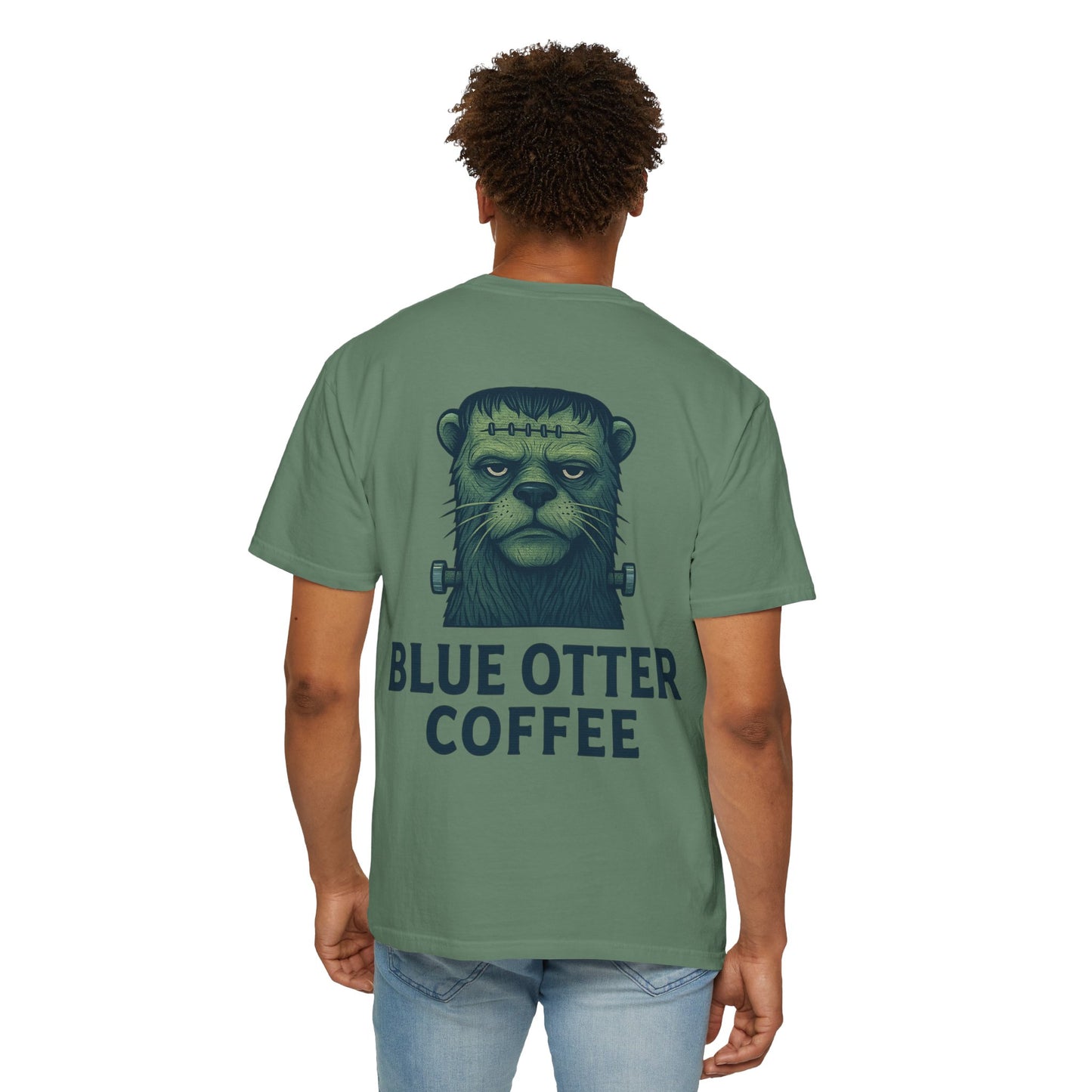 Blue Otter Coffee Frankenstein Tee, Halloween Apparel