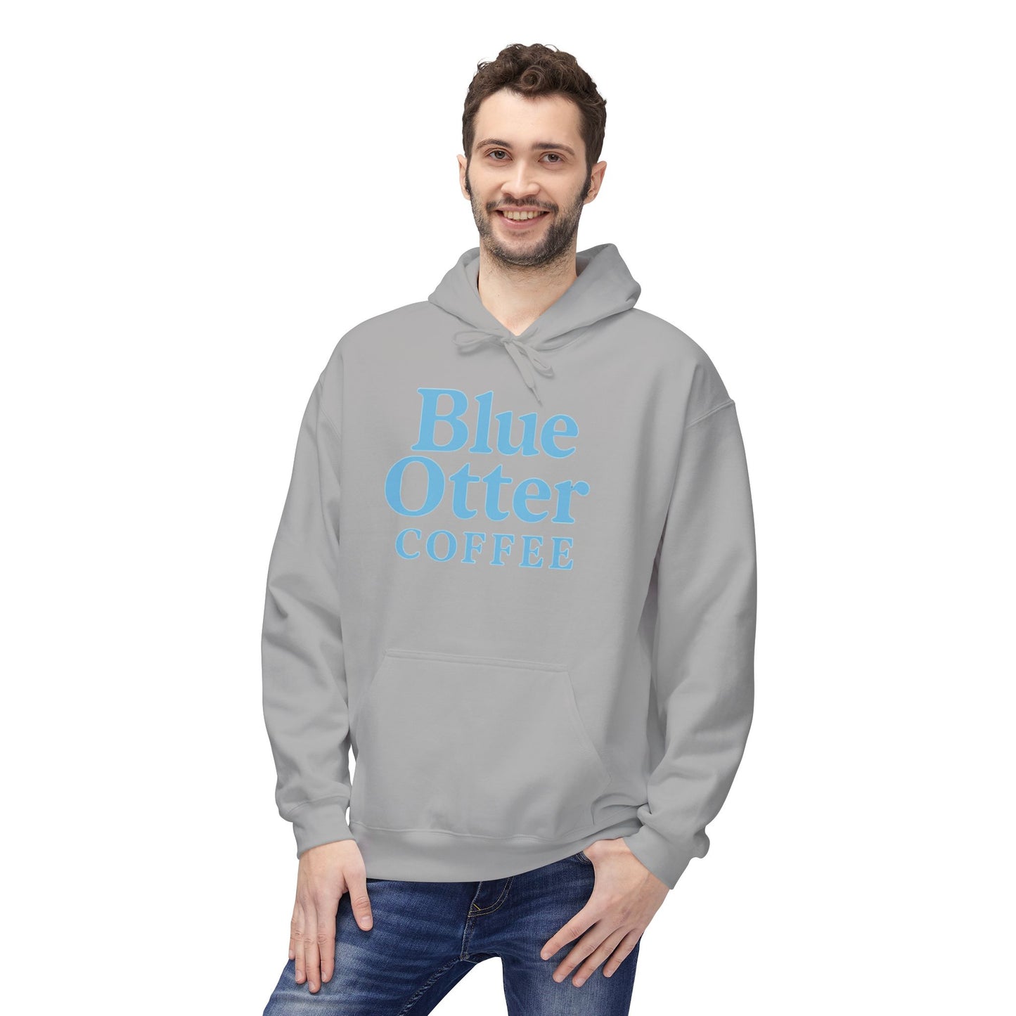 Cozy Blue Otter Coffee Hoodie | Unisex Midweight Fleece Sweatshirt