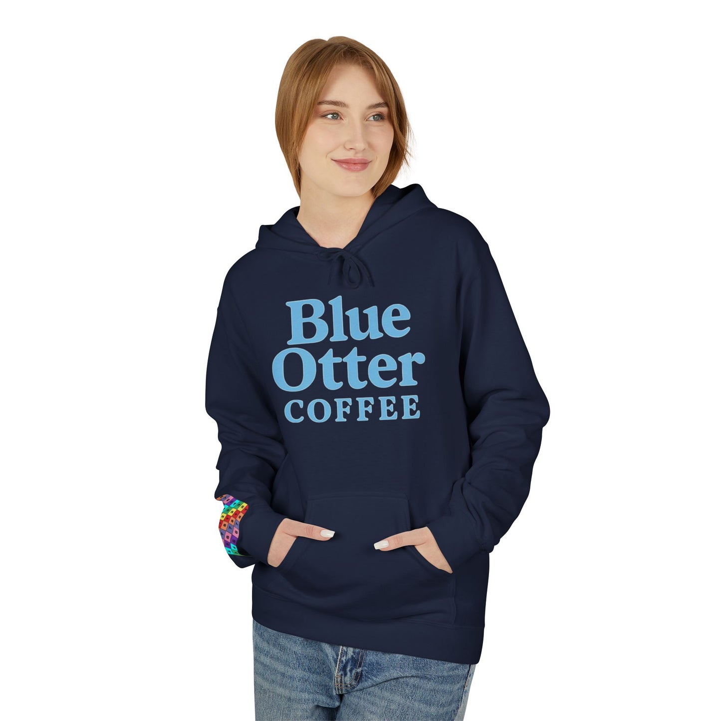 Cozy Blue Otter Coffee Hoodie | Unisex Midweight Fleece Sweatshirt