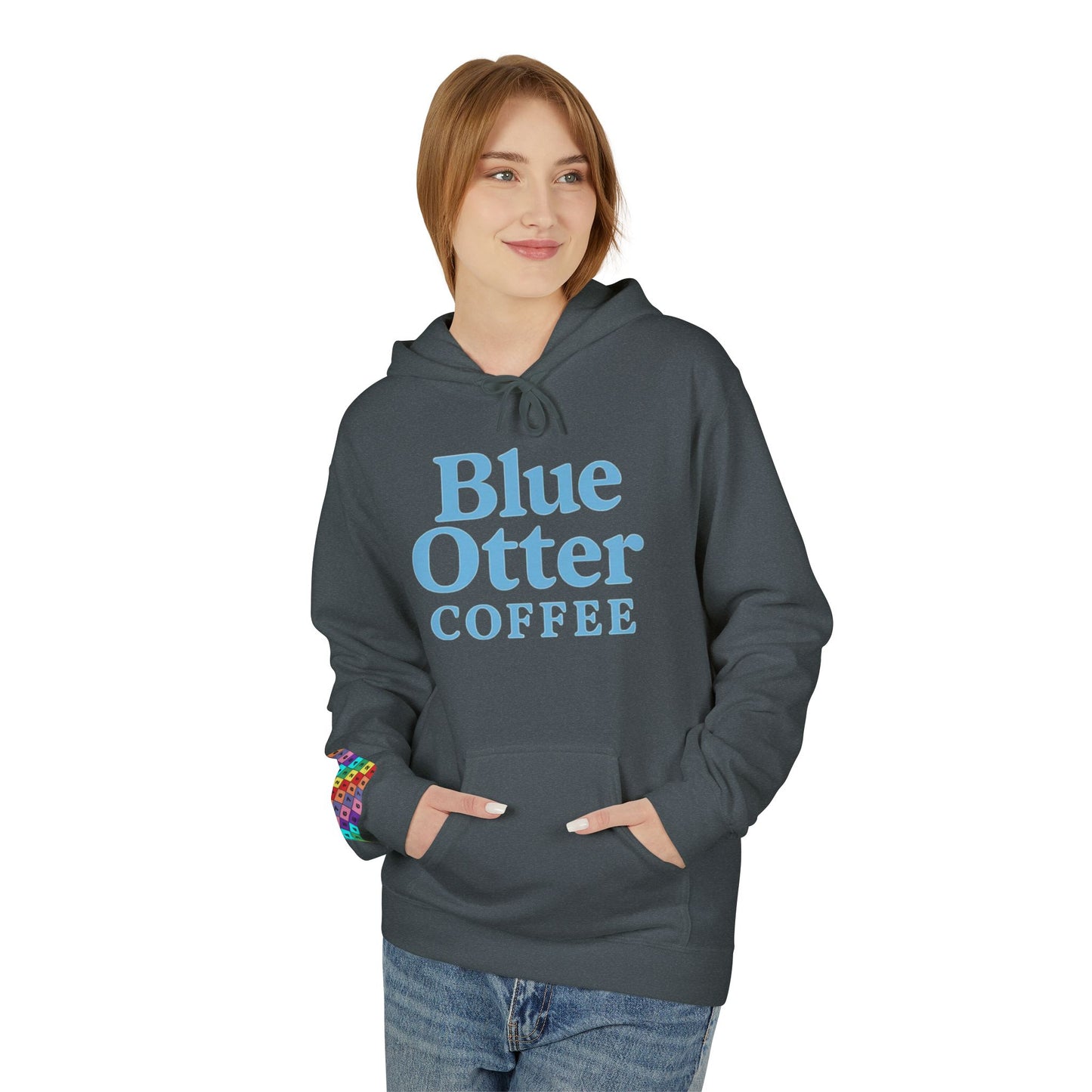Cozy Blue Otter Coffee Hoodie | Unisex Midweight Fleece Sweatshirt