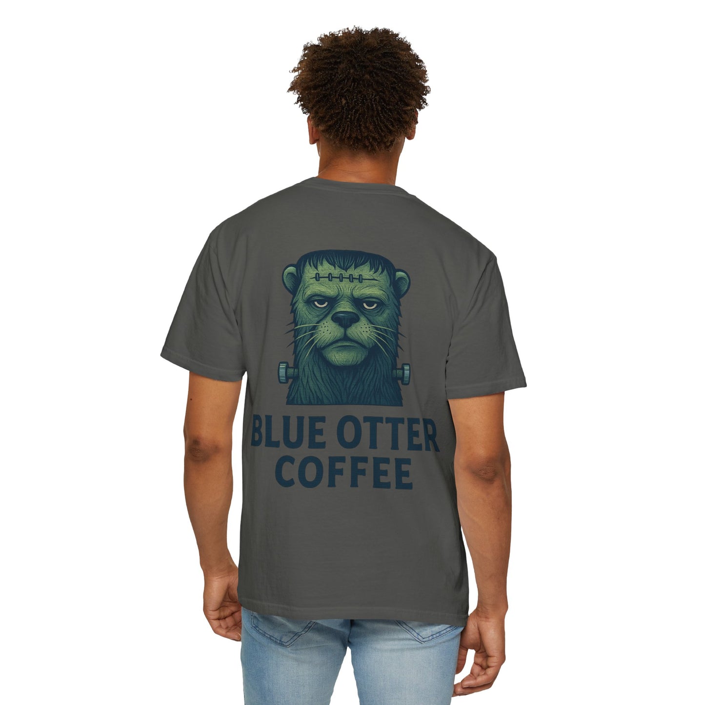 Blue Otter Coffee Frankenstein Tee, Halloween Apparel