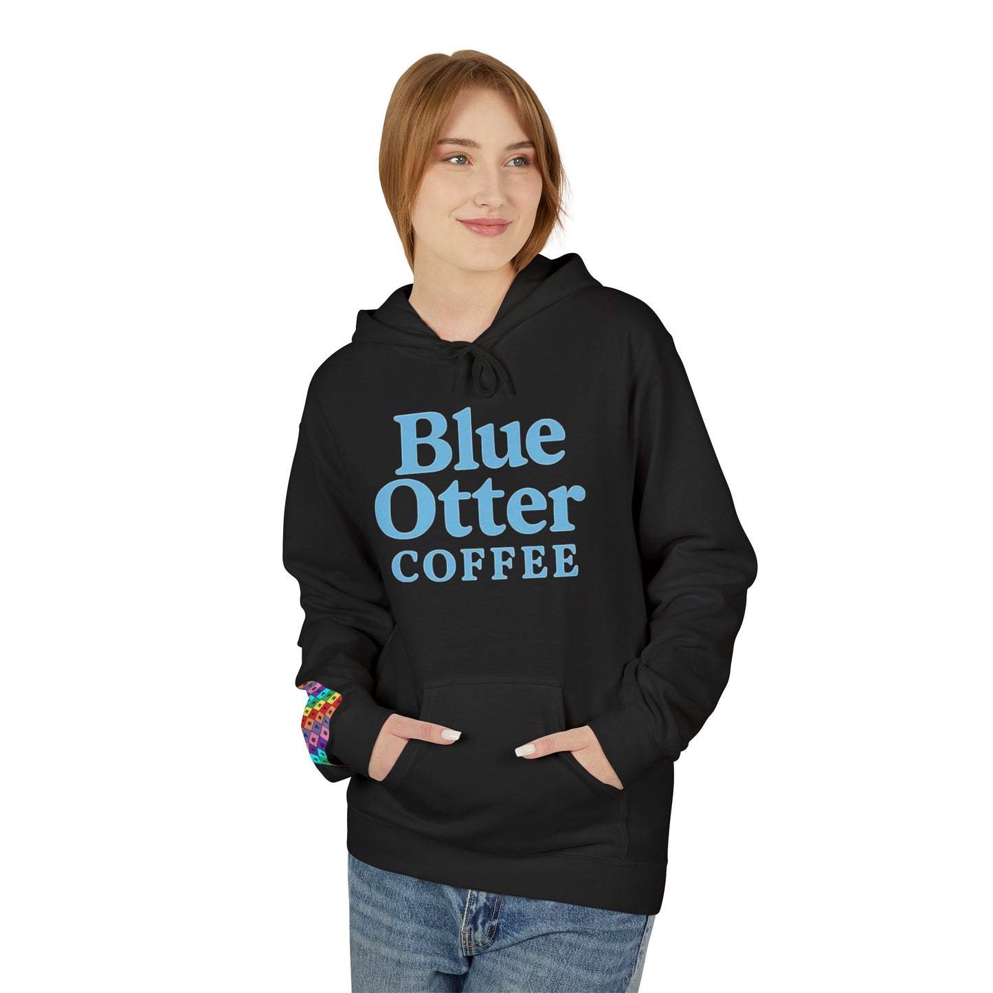 Cozy Blue Otter Coffee Hoodie | Unisex Midweight Fleece Sweatshirt