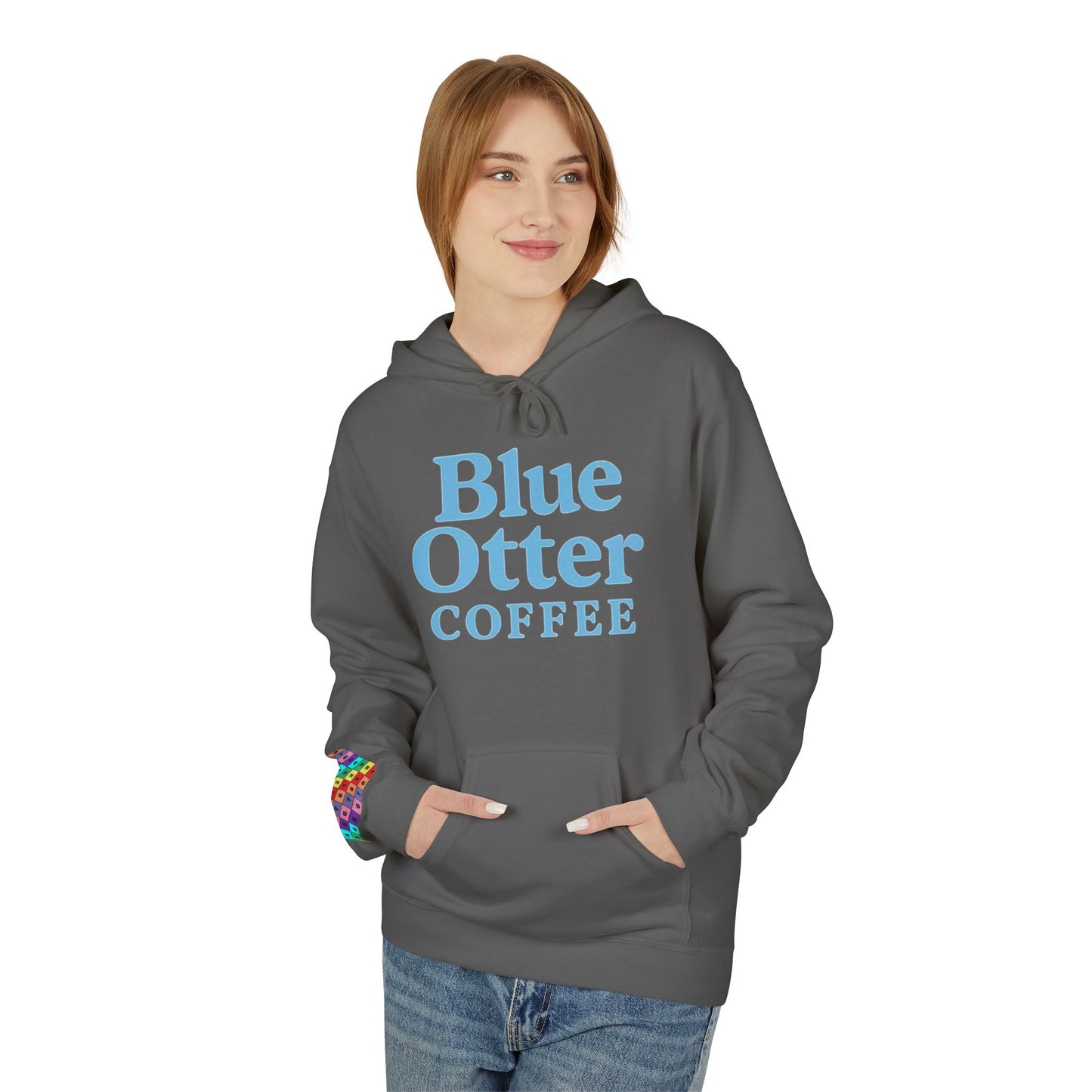 Cozy Blue Otter Coffee Hoodie | Unisex Midweight Fleece Sweatshirt