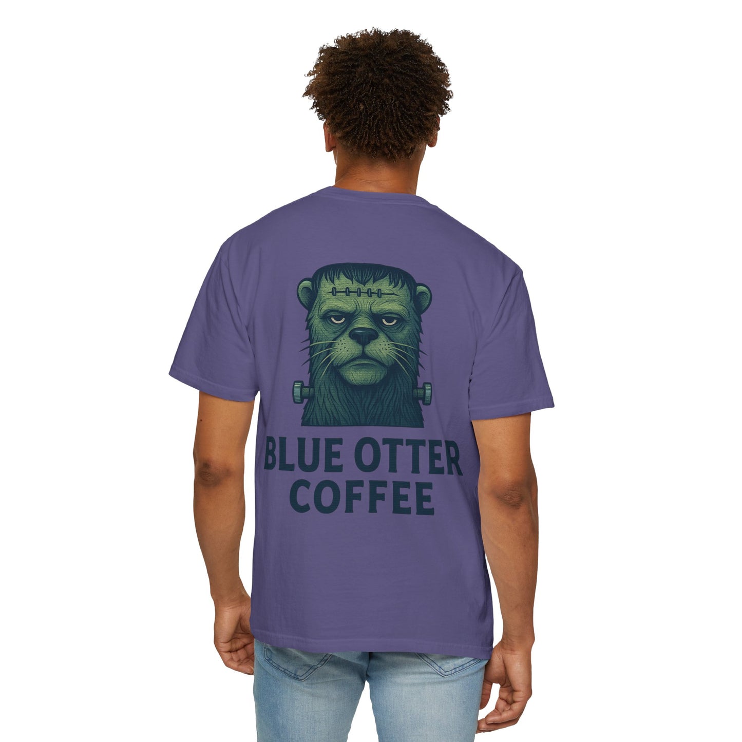 Blue Otter Coffee Frankenstein Tee, Halloween Apparel