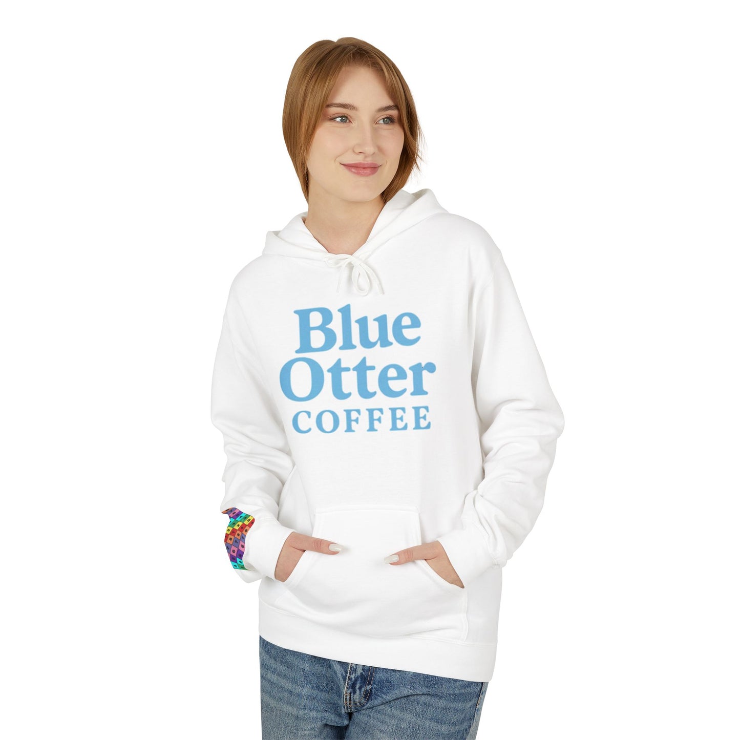 Cozy Blue Otter Coffee Hoodie | Unisex Midweight Fleece Sweatshirt