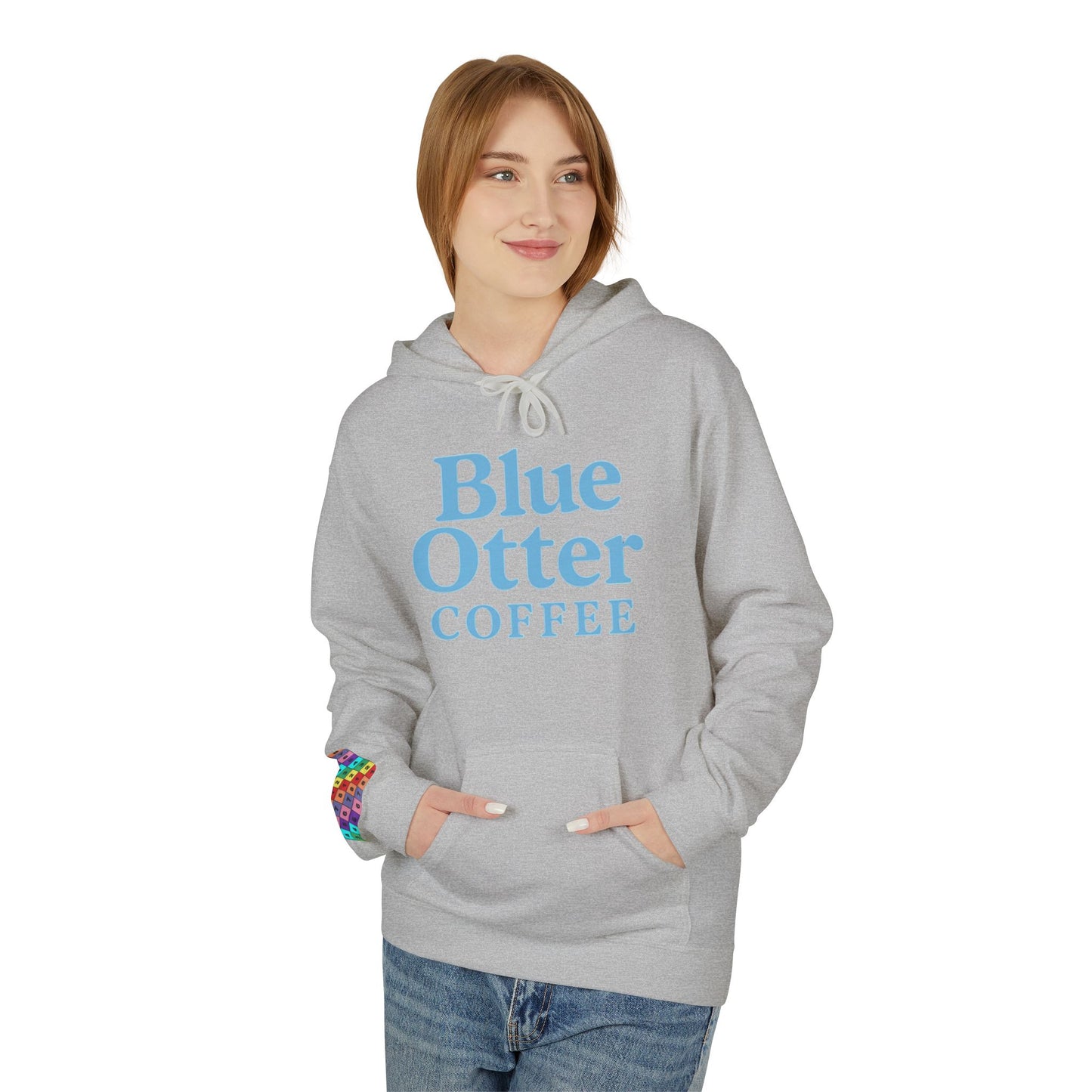 Cozy Blue Otter Coffee Hoodie | Unisex Midweight Fleece Sweatshirt