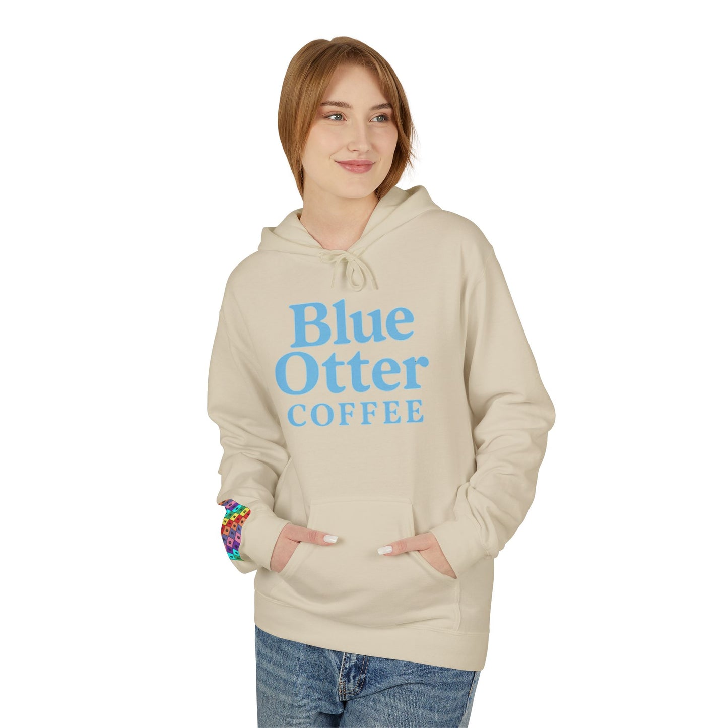 Cozy Blue Otter Coffee Hoodie | Unisex Midweight Fleece Sweatshirt