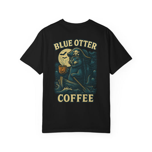 Pirate Coffee T-Shirt for Otter Lovers, Halloween, Unisex Apparel, Coffee Enthusiast Merch