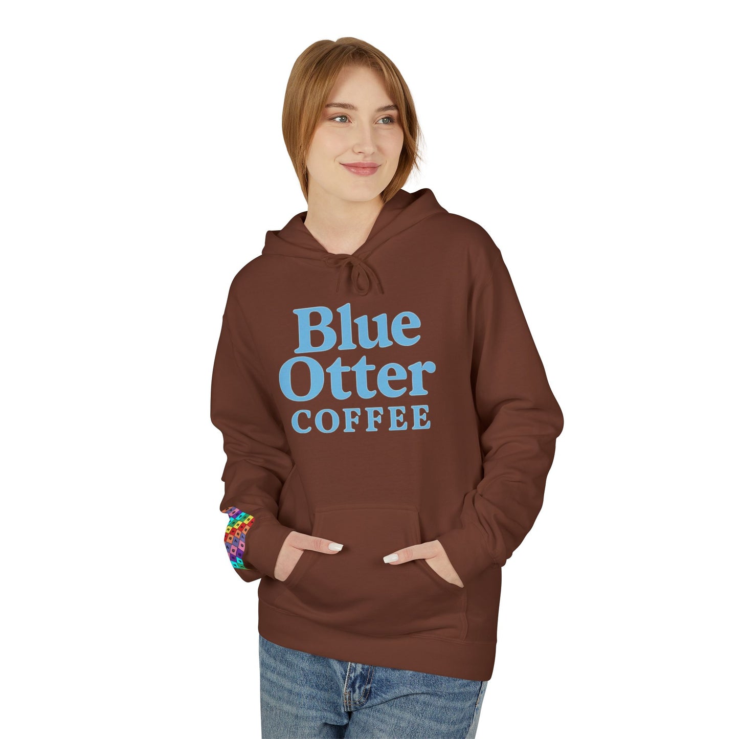 Cozy Blue Otter Coffee Hoodie | Unisex Midweight Fleece Sweatshirt