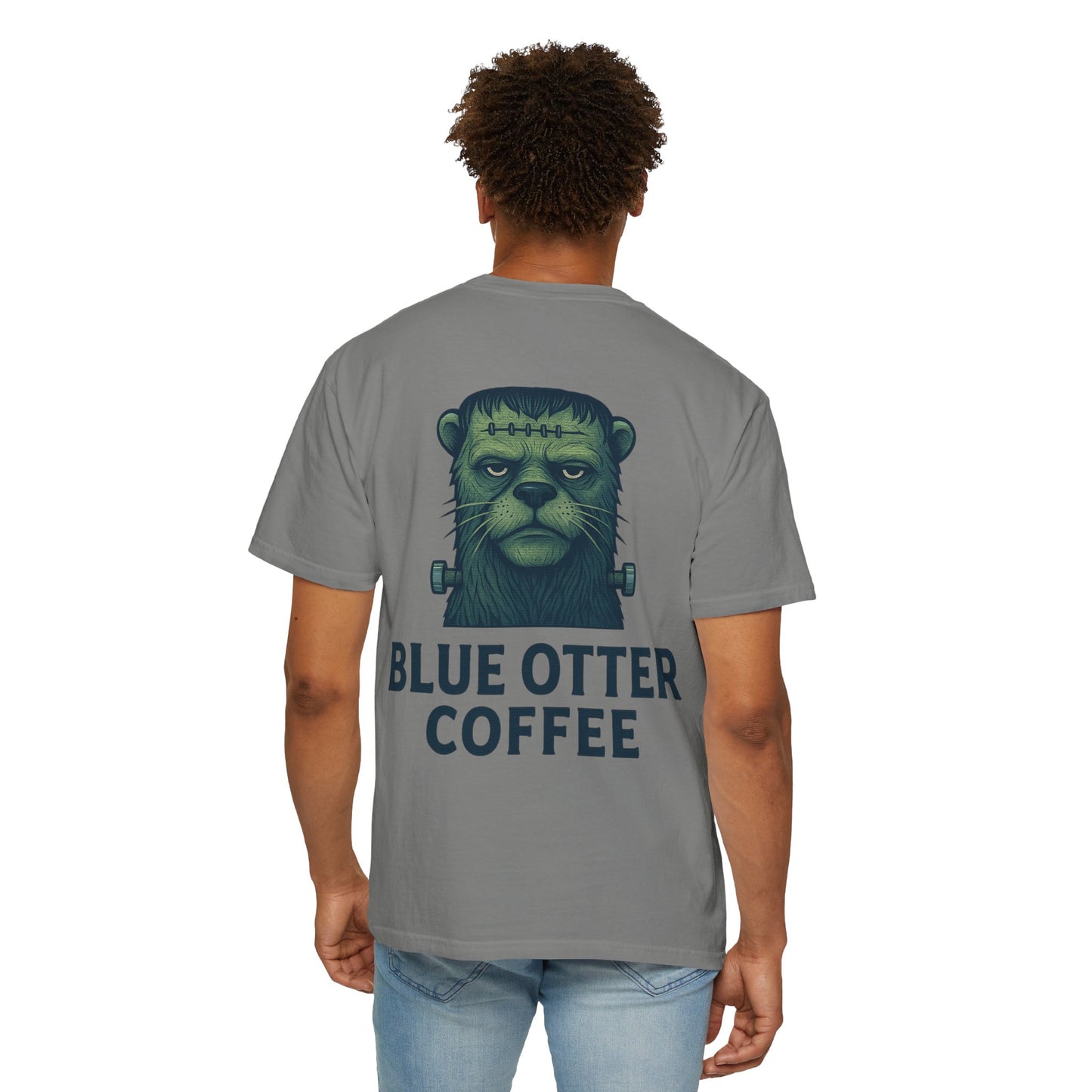 Blue Otter Coffee Frankenstein Tee, Halloween Apparel