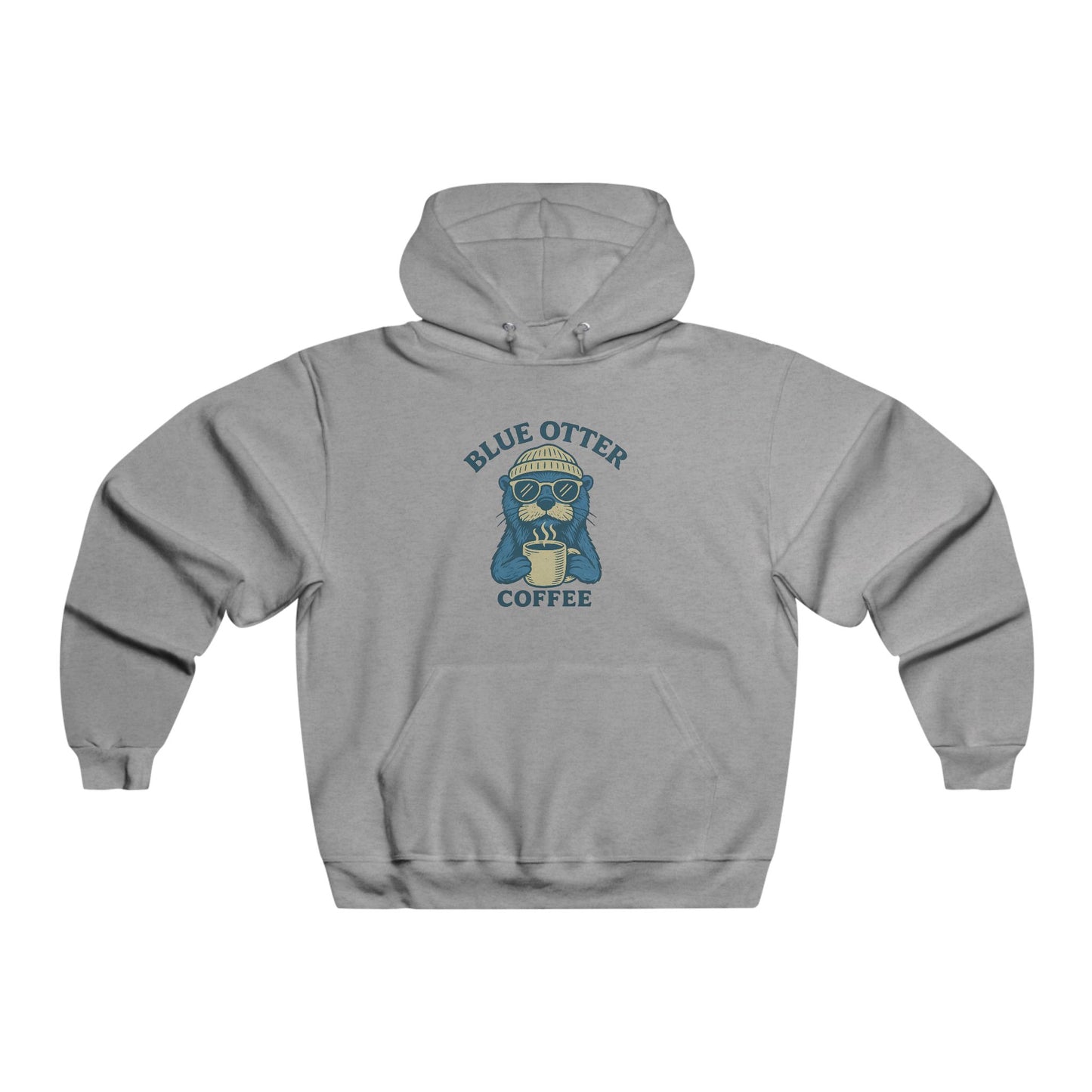 Blue Otter Coffee Lightweight Hoodie — Retro Otter Coffee Shop Sweatshirt