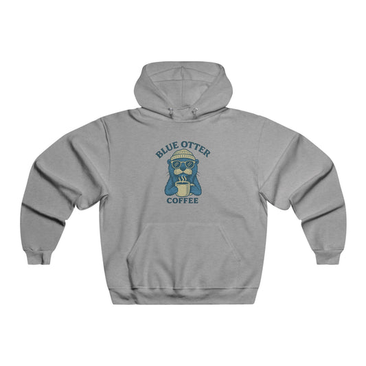 Blue Otter Coffee Lightweight Hoodie — Retro Otter Coffee Shop Sweatshirt