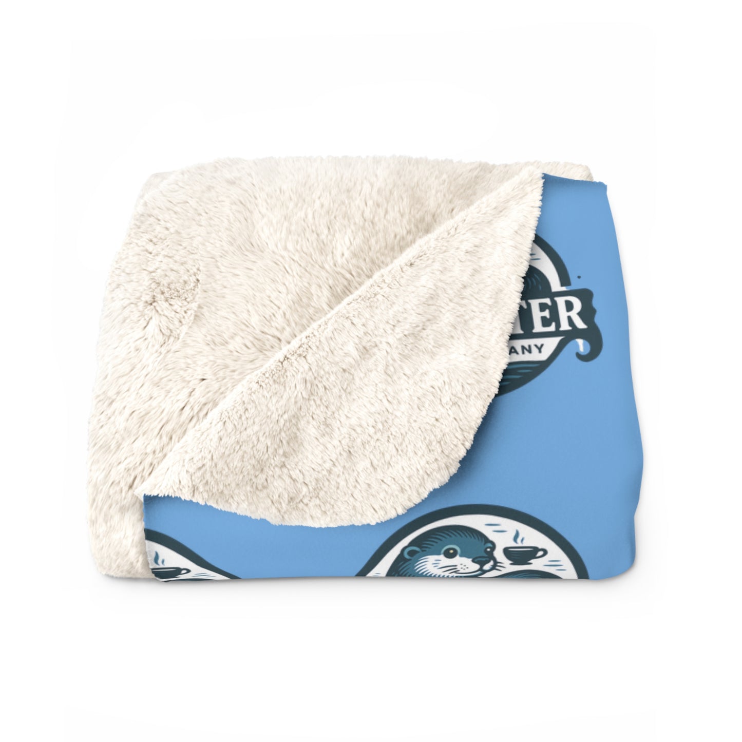 Cozy Sherpa Fleece Blanket - Blue Otter Design for Ultimate Comfort
