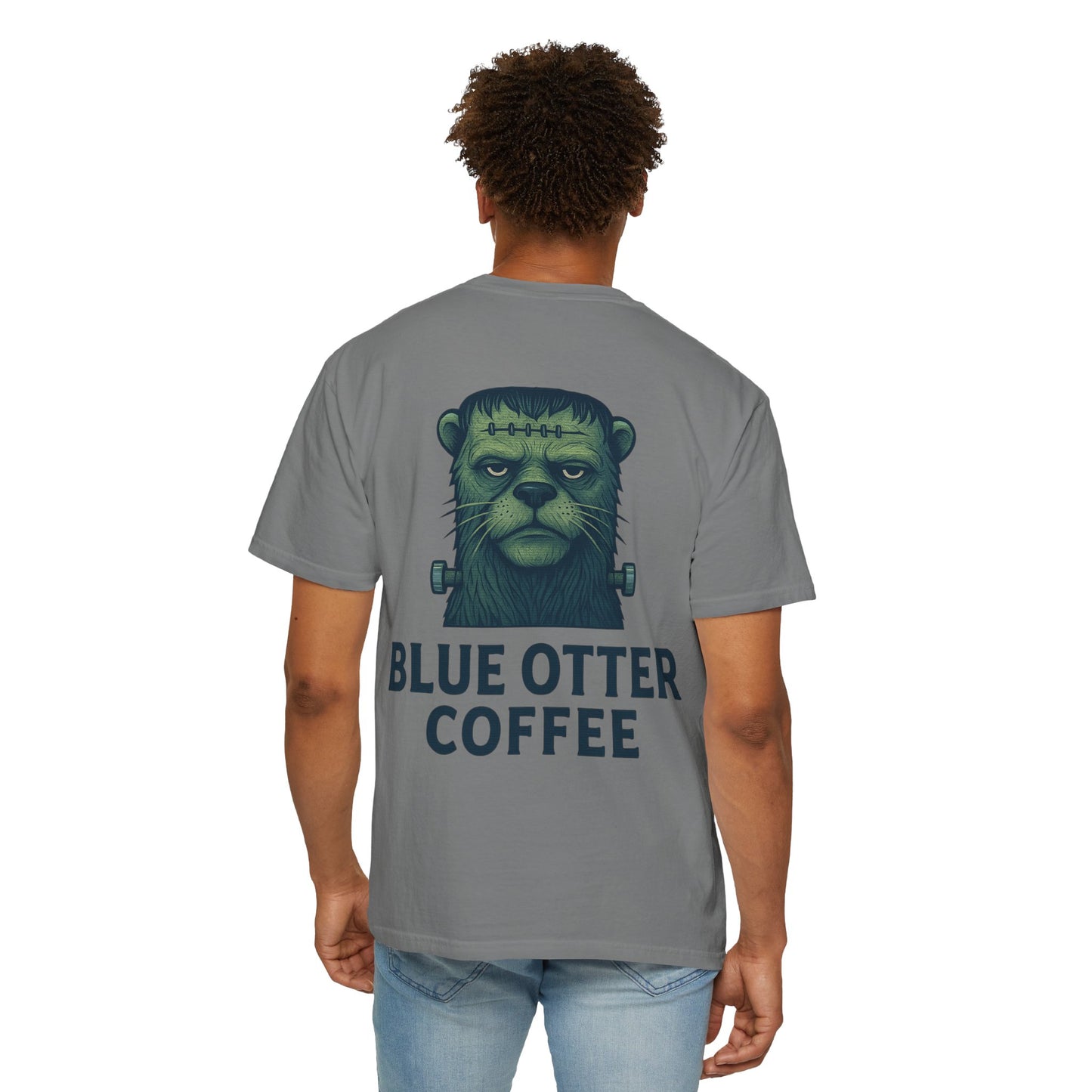 Blue Otter Coffee Frankenstein Tee, Halloween Apparel