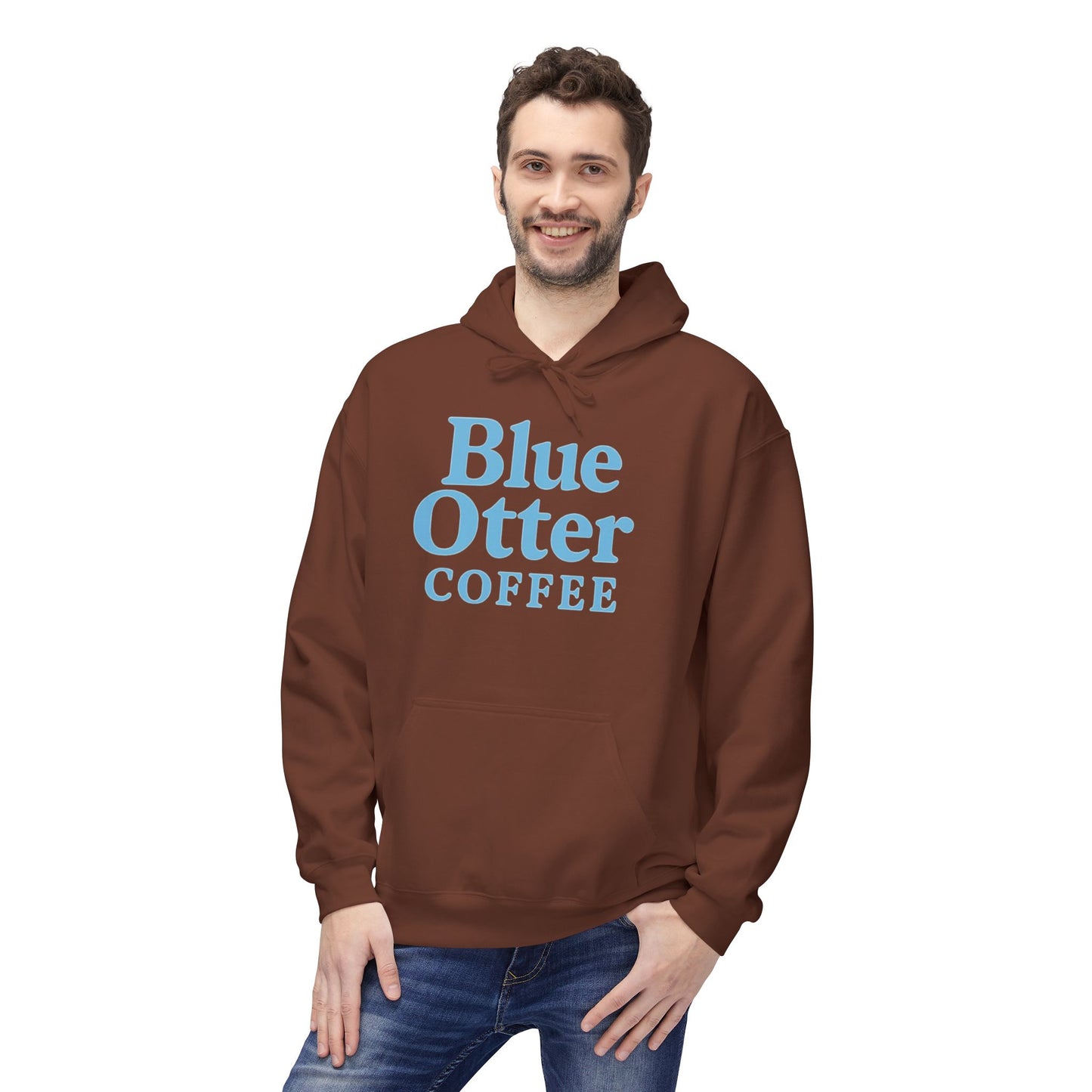 Cozy Blue Otter Coffee Hoodie | Unisex Midweight Fleece Sweatshirt