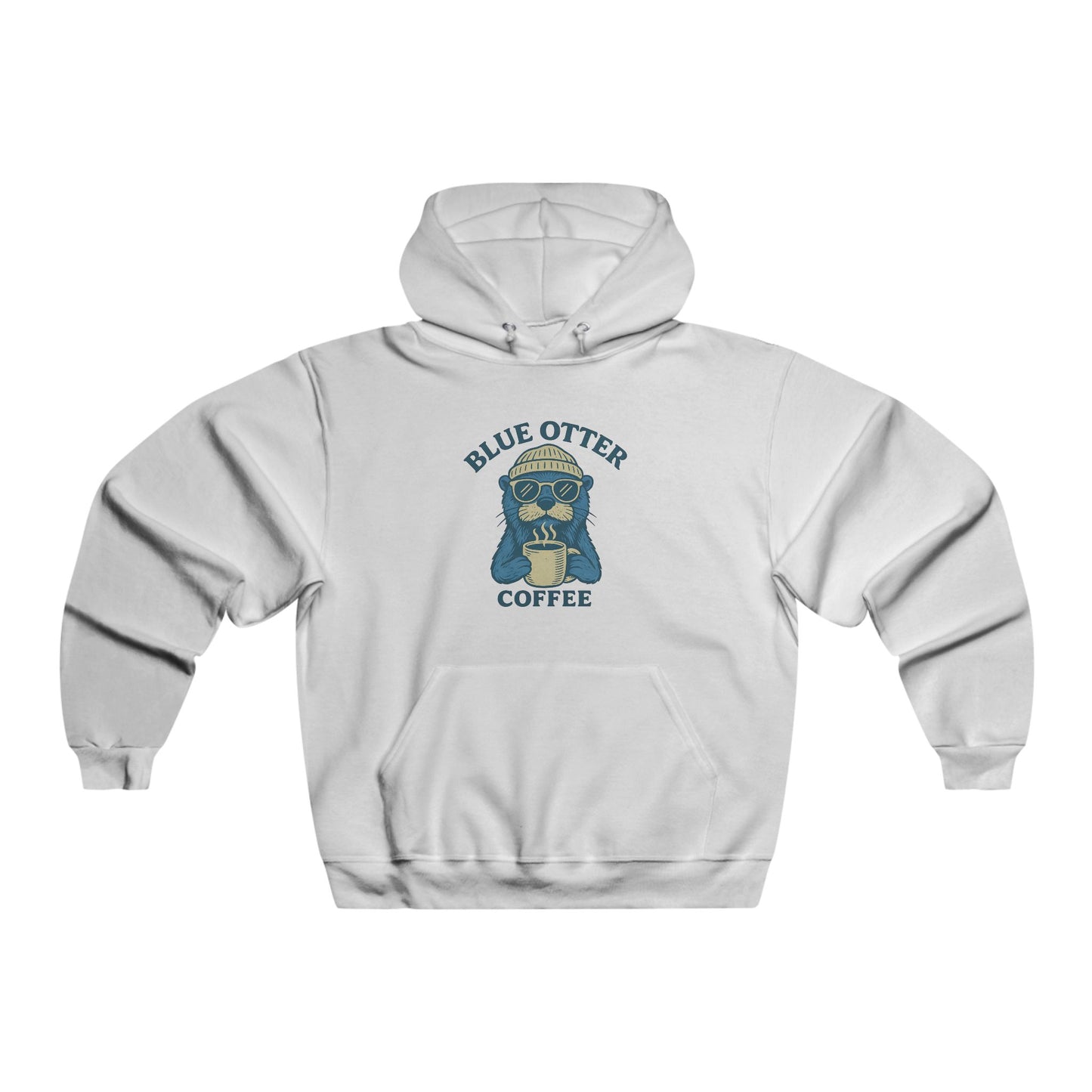 Blue Otter Coffee Lightweight Hoodie — Retro Otter Coffee Shop Sweatshirt