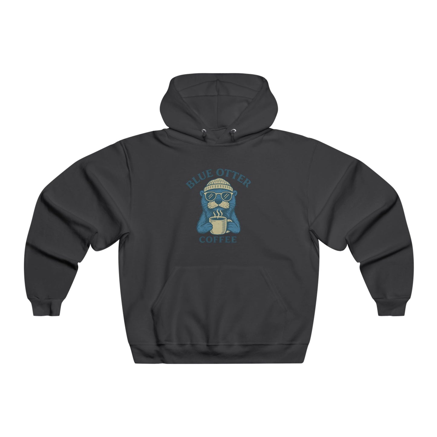 Blue Otter Coffee Lightweight Hoodie — Retro Otter Coffee Shop Sweatshirt