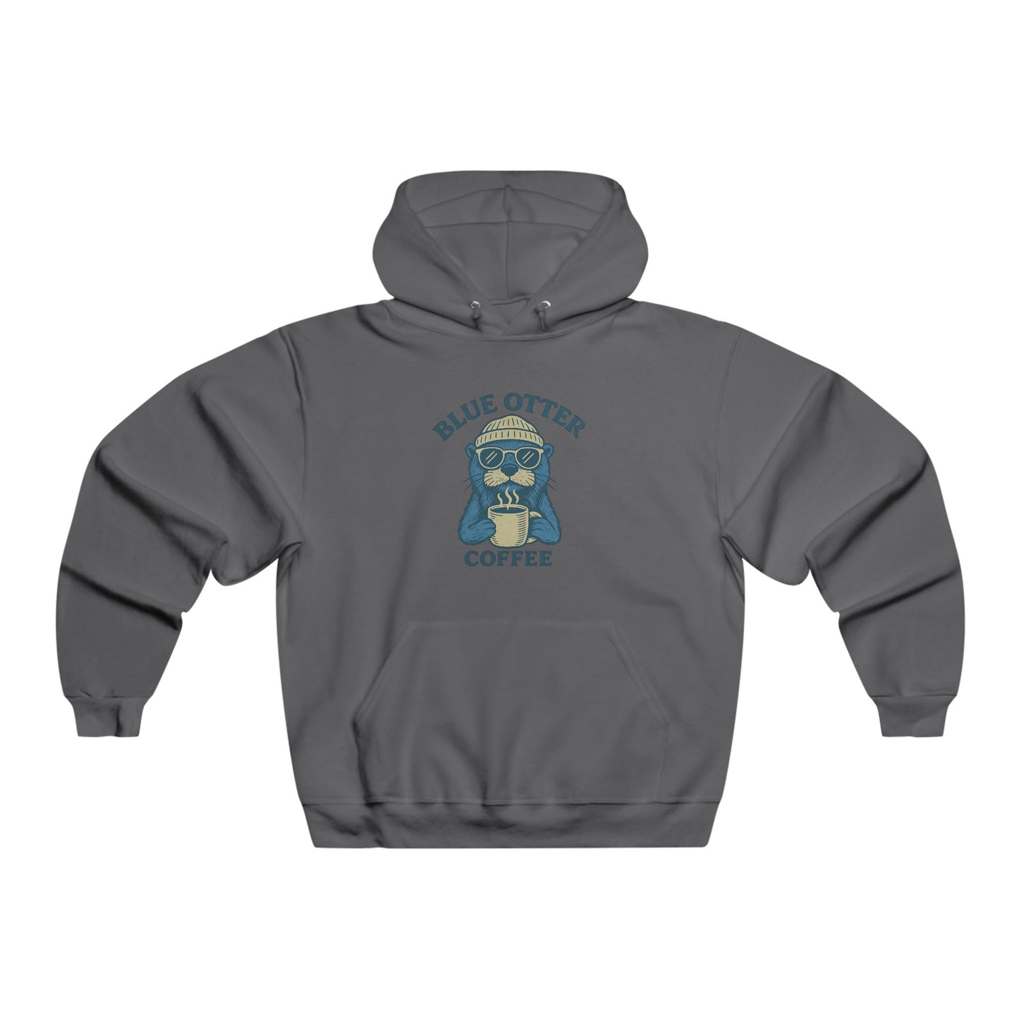 Blue Otter Coffee Lightweight Hoodie — Retro Otter Coffee Shop Sweatshirt