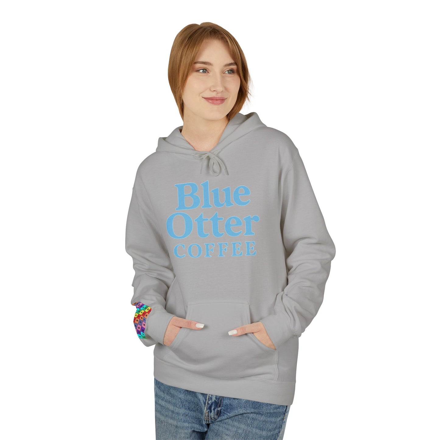 Cozy Blue Otter Coffee Hoodie | Unisex Midweight Fleece Sweatshirt