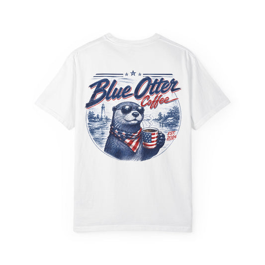 Otter Coffee T-Shirt — "Blue Otter Coffee" Retro Americana Graphic Tee