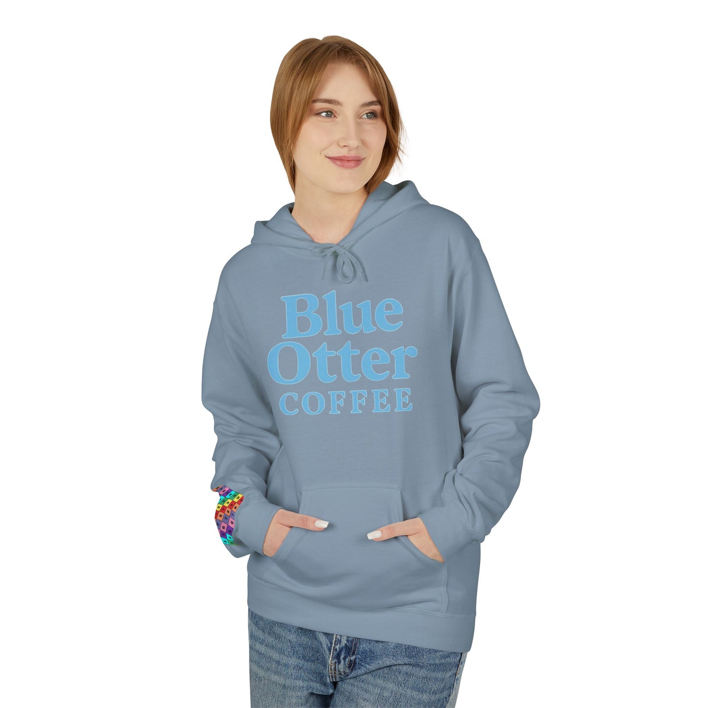 Cozy Blue Otter Coffee Hoodie | Unisex Midweight Fleece Sweatshirt