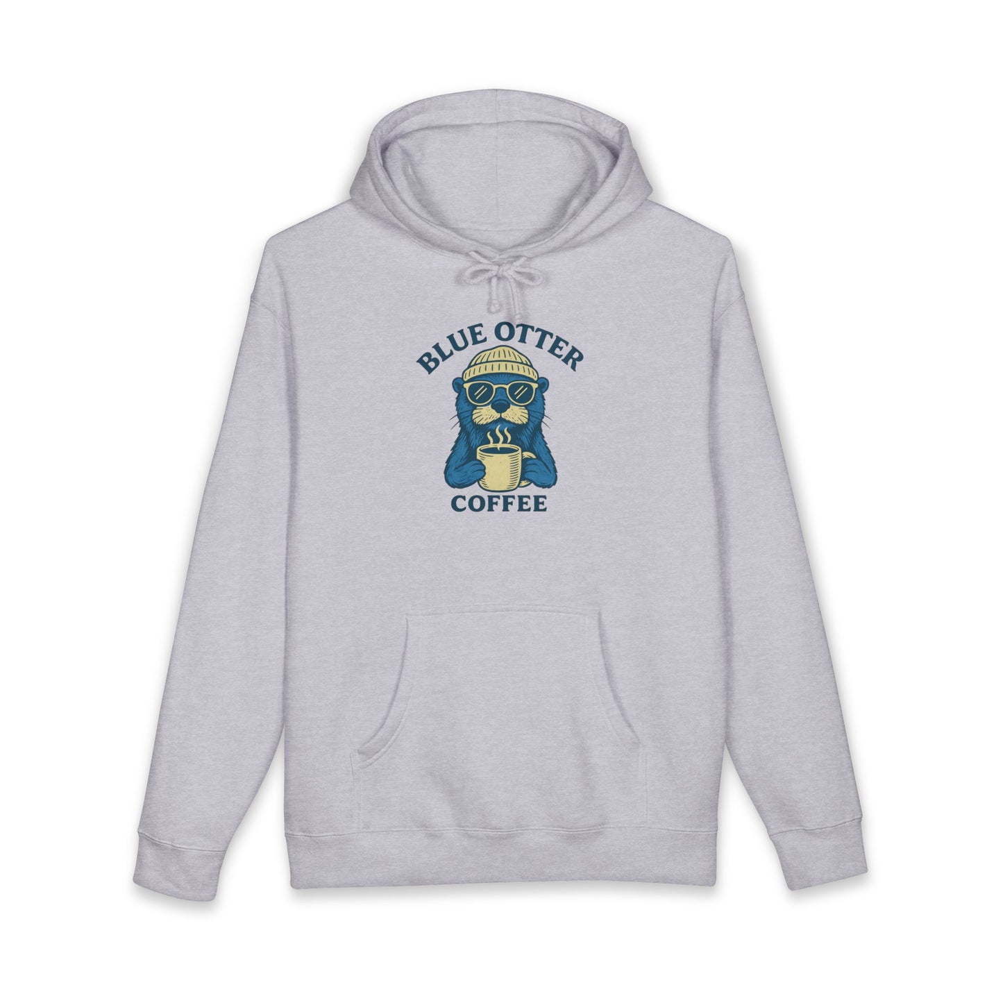 Coffee Otter Hoodie — "Blue Otter Coffee" Cozy Graphic Sweatshirt